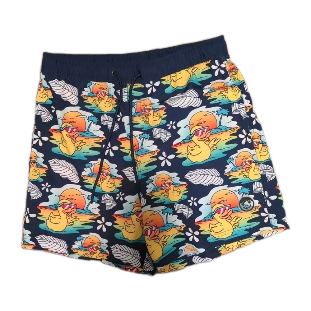 Neff Mens Swim Trunks L Rubber Ducky Vacation Coastal Pocket Beachy Poolside Fun